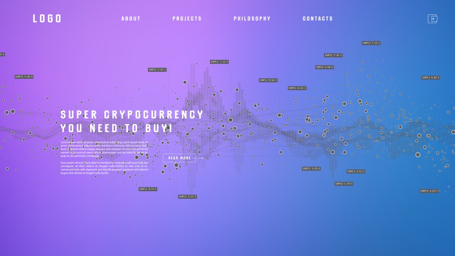 Landing page abstract design with big data vector image