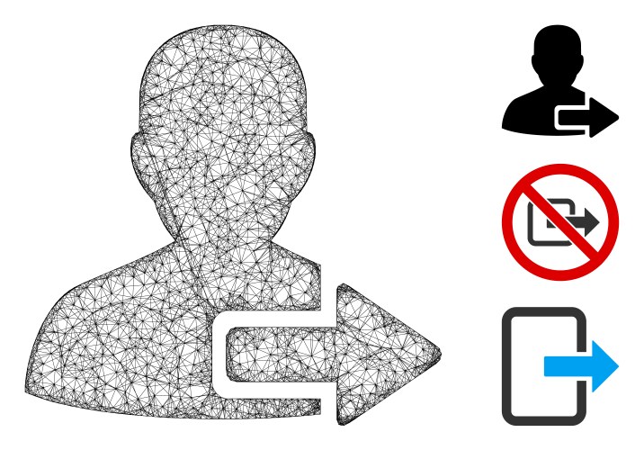 User logout arrow polygonal web mesh vector image