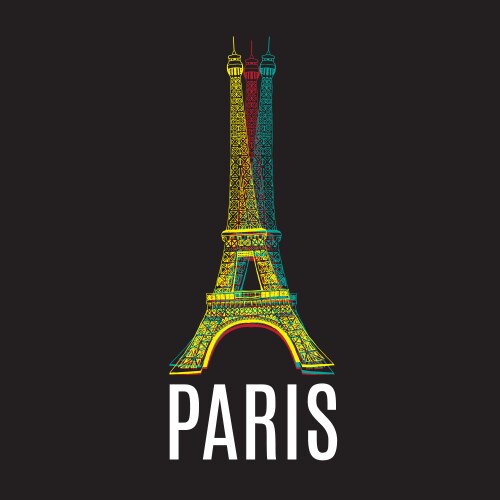 logotype with eiffel tower and text paris vector