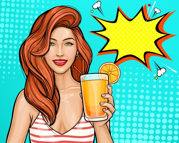 girl holding a cocktail in her hand vector image