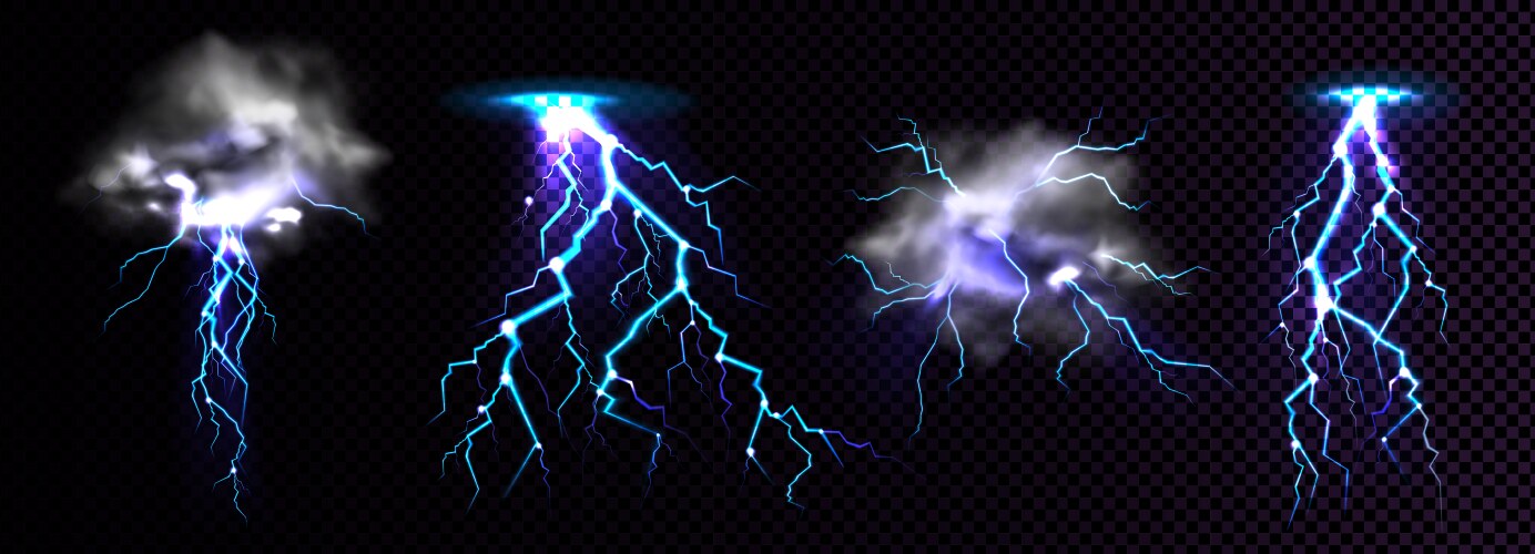 Lightning strikes cityscape composition Royalty Free Vector