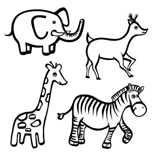 Animals in black and white Royalty Free Vector Image