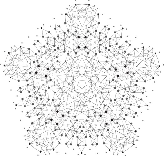 Shape molecular structure with lines and dots vector image