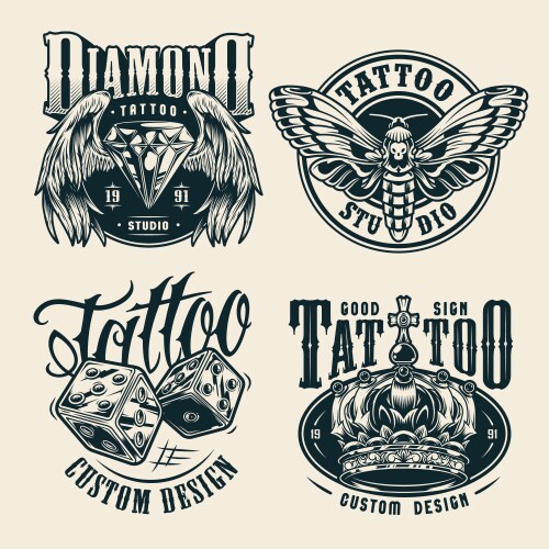 Vintage Tattoo Studio Badges Vector Image