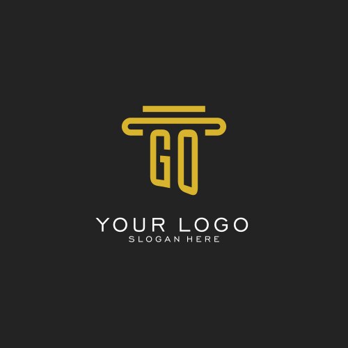 Go initial logo with simple pillar style design vector image