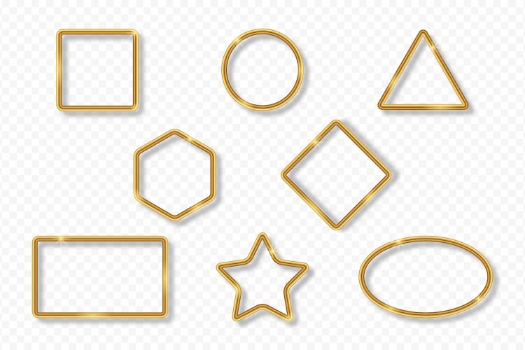Golden neon frame on transparent background Vector Image