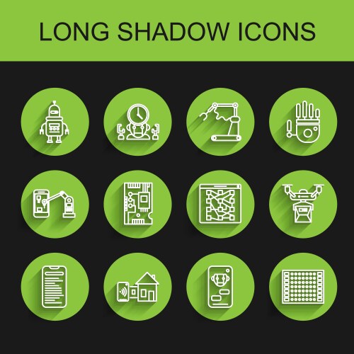 Set line computer api interface bot printed vector image