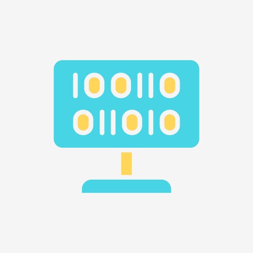 Flat icon computer desktop with binary code vector image