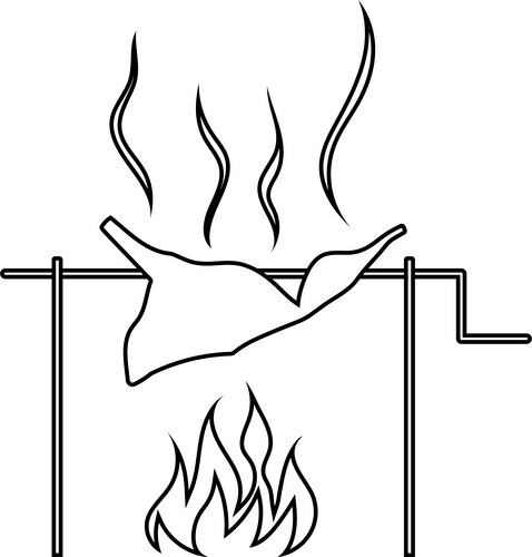 Roasting Meat on Fire Icon Vector Image