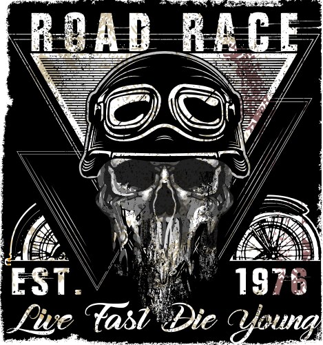 Vintage Skull Motorcycle Logo Vector Image