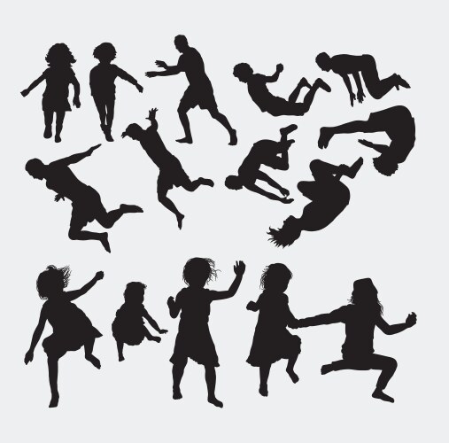 Children Silhouettes Playing Vector Image