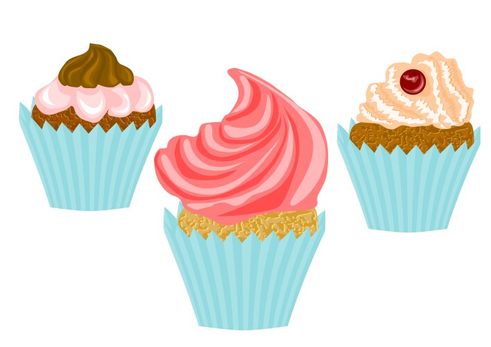 Holiday sweet dessert cake cupcake 3d realistic Vector Image
