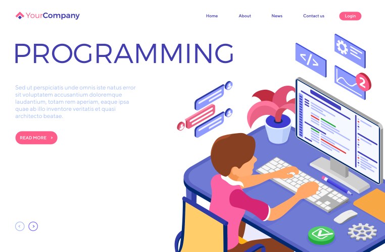 Programmer developing online chat website vektorbild