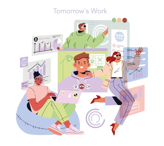 Tomorrow work flat Vector Image