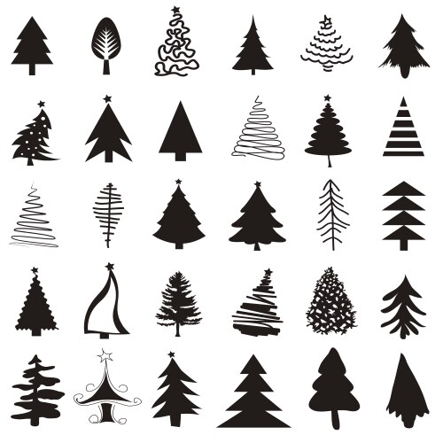 Christmas tree icons set Royalty Free Vector Image