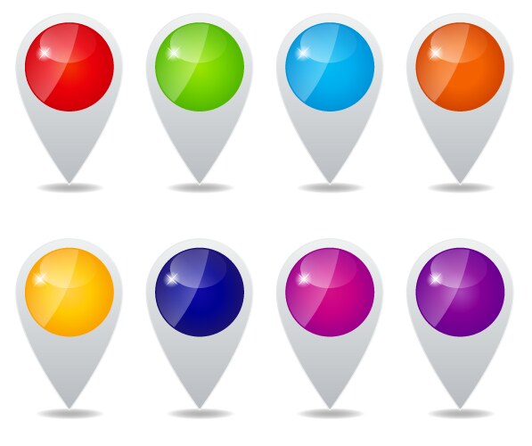 Round 3D Map Pointer Set vector image