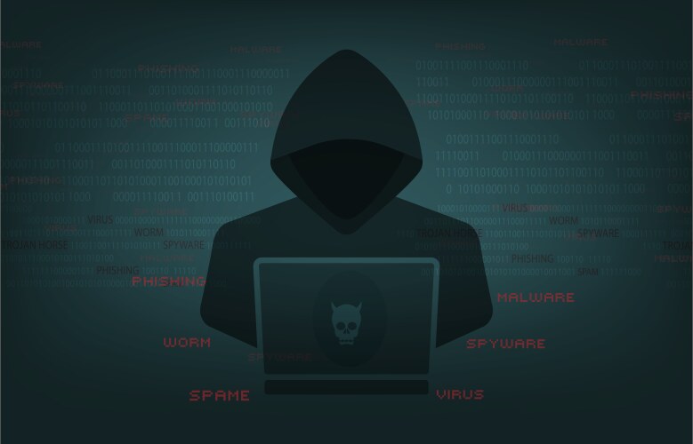 Hacker at work with user interface vektorbild