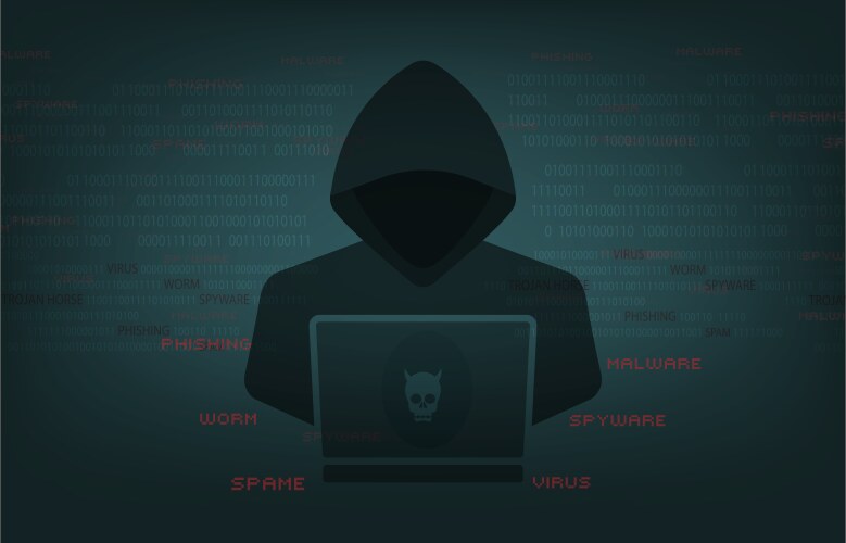 hacker at work with user interface vector image