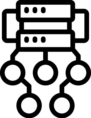 Server connecting to network devices icon showing vector image