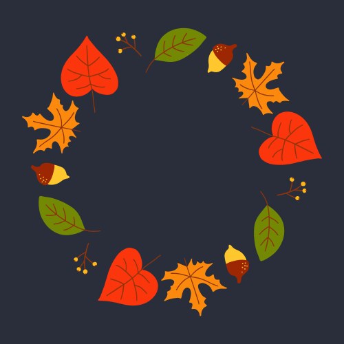 Wreath autumn leaves and fruit in watercolor vector image