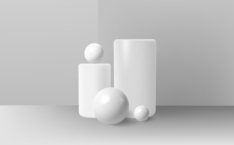 Empty 3d round square and rectangular podiums vector image