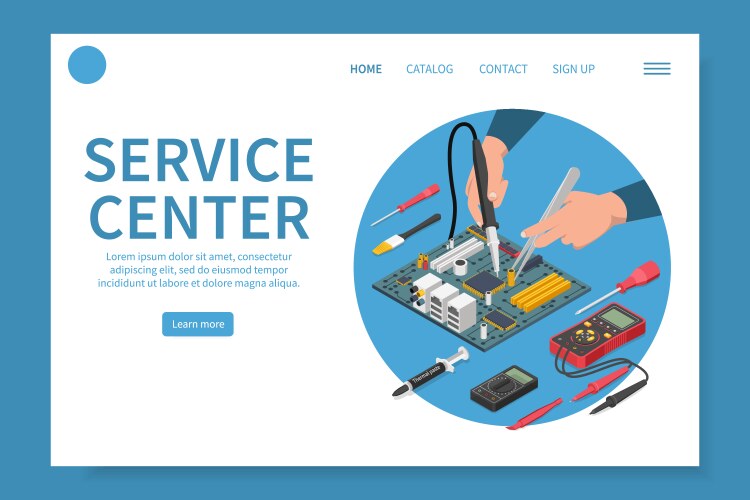 Service center isometric website vector image