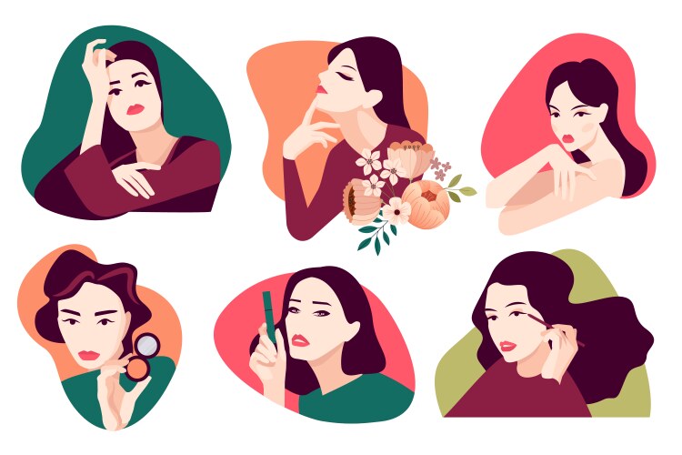 set woman for beauty vector