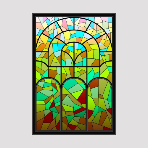 Window from a multicolored mosaic vector image