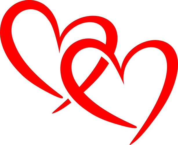 Two hearts intertwined on white background Vector Image
