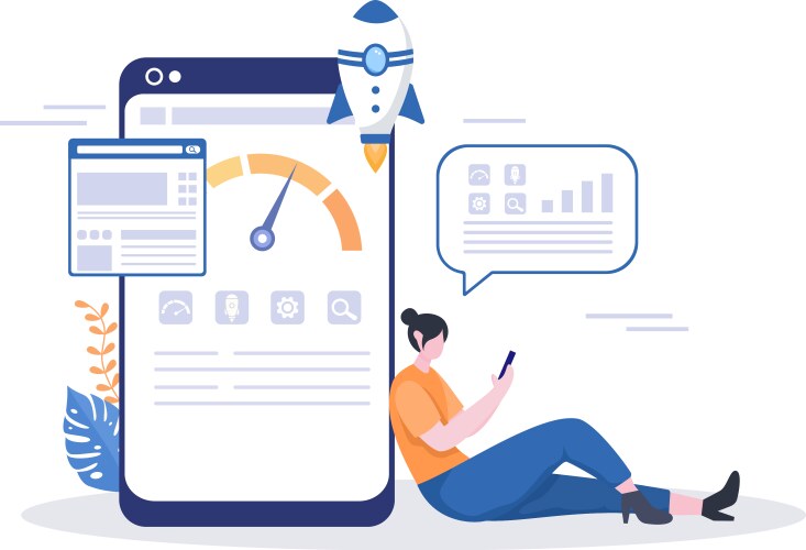 Website loading speed optimization with server vector image