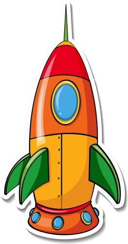 A sticker template with rocket space cartoon vector image