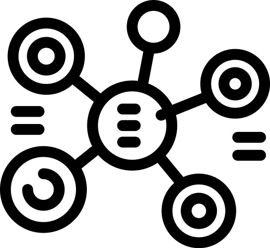 Network hub connecting multiple devices with data vector image