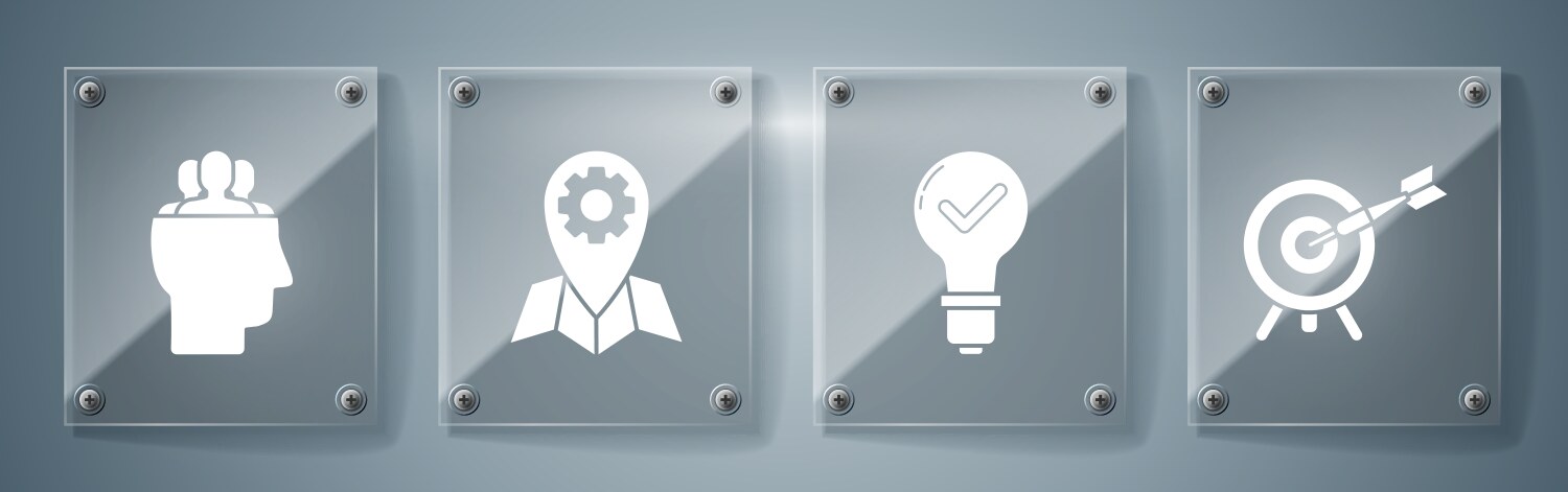 Set target with arrow light bulb and check mark vector image
