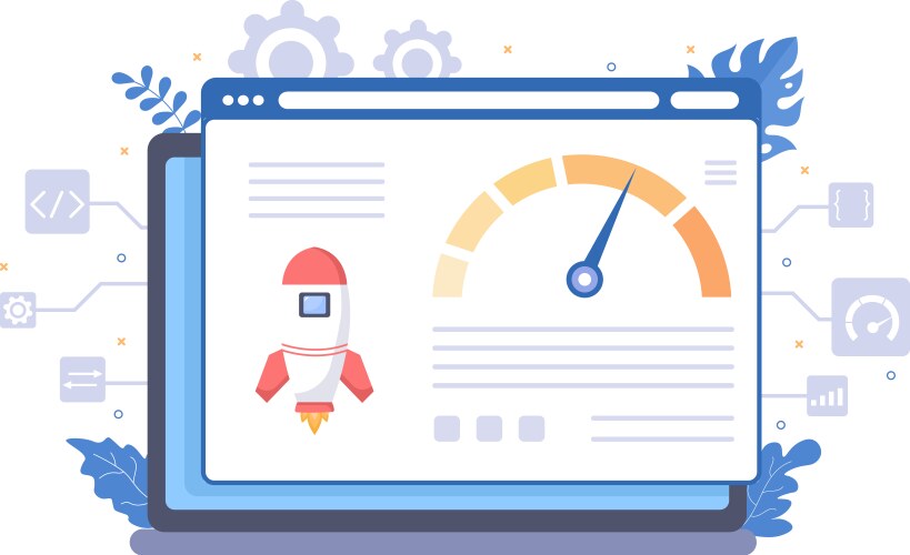 Website loading speed optimization with server vector image