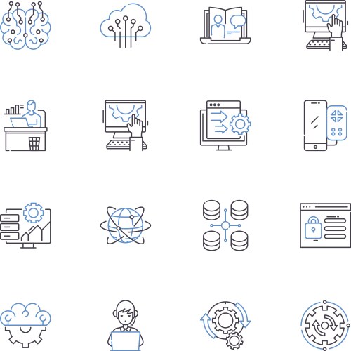 Algorithmic software line icons collection code vector image