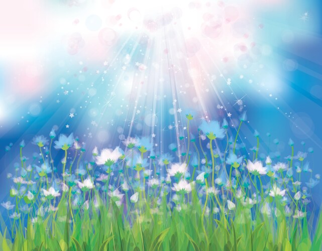 Spring flowers sky Royalty Free Vector Image - VectorStock
