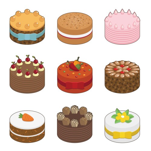 Cakes icons set Royalty Free Vector Image - VectorStock