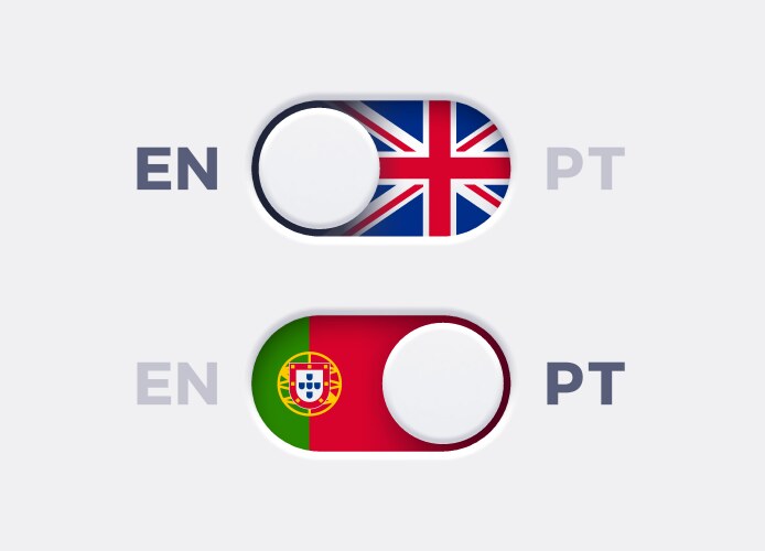 Language mode toggle switch buttons vector image