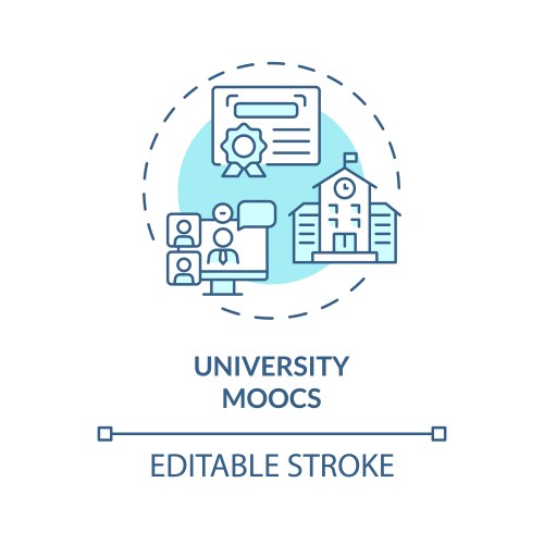 2d blue thin linear icon university moocs concept vector image