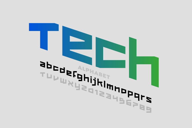 Technology style science font Royalty Free Vector Image