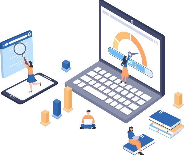 Website loading speed optimization with server vector image