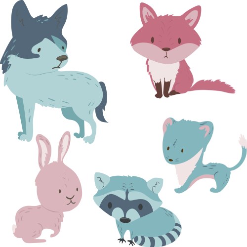 Set forest animals Royalty Free Vector Image - VectorStock