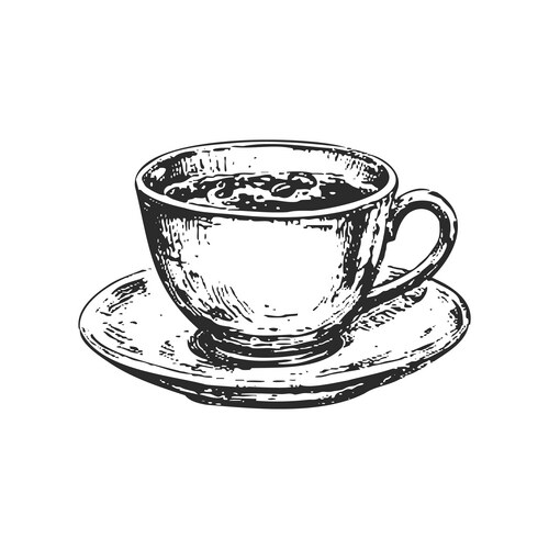 Black and White Coffee Cup Sketch Vector Image