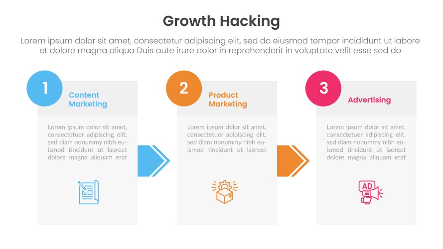 Growth hacking infographic 3 point with circular Vector Image
