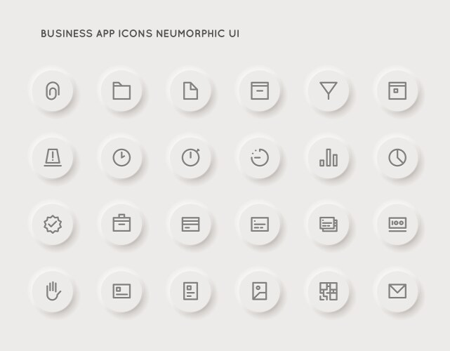 Neuromorphic business user interface ui icon set vector image