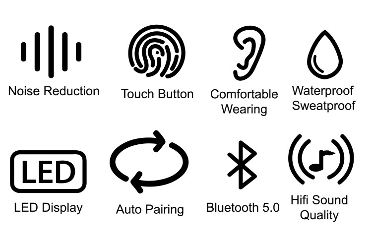 Noise Reduction Touch Button Bluetooth Set vector image