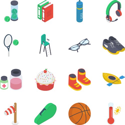 Isometric Sport & Recreation Icons Vector Image