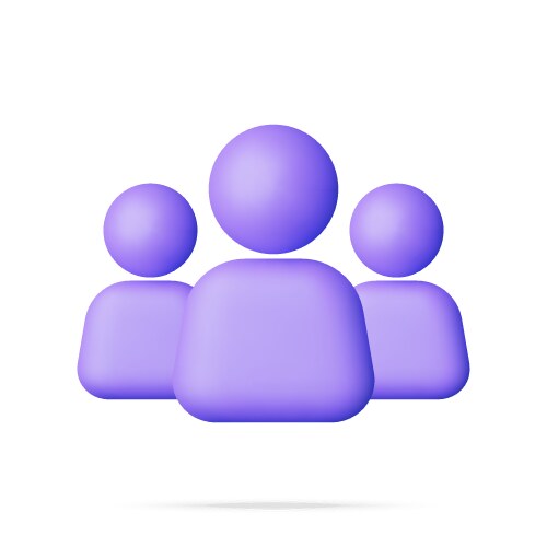 3d simple group user icon isolated vector image