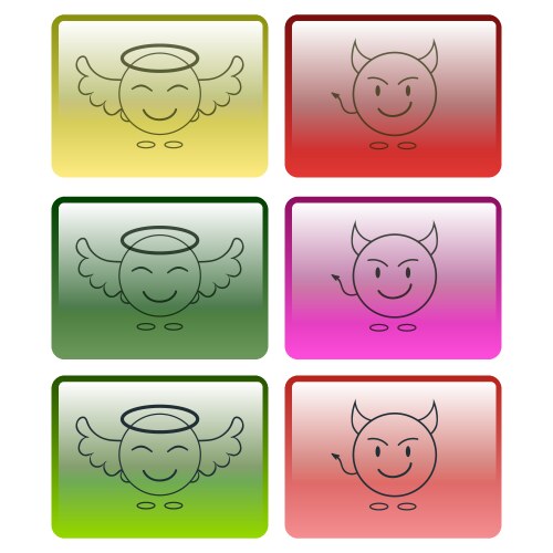 Set of multicolored buttons with the image vector image