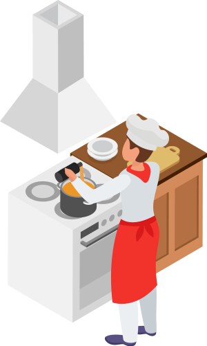 isometric cooking kitchen composition vector image